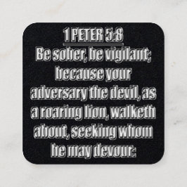 1 Petrus 5:8 KJV Bijbel Verse Vierkante Visitekaartje