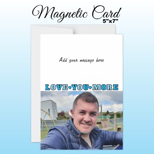 1 photo add text love you blue magnetic card magnetische uitnodiging