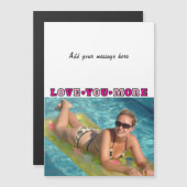 1 photo add text love you pink magnetic card magnetische uitnodiging (Voorkant / Achterkant)