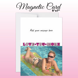 1 photo add text love you pink magnetic card magnetische uitnodiging