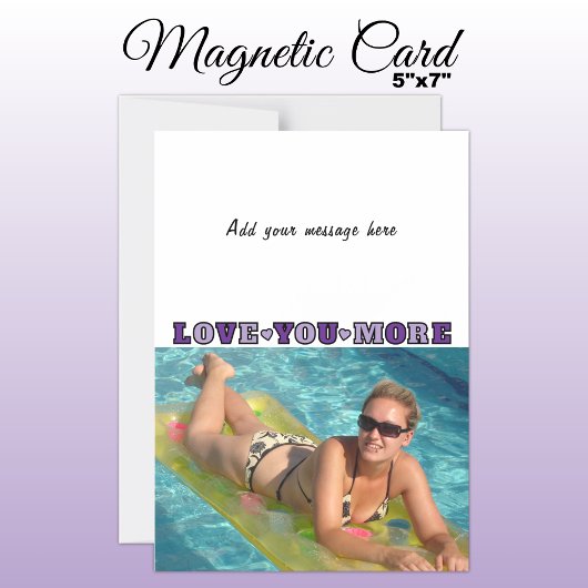 1 photo add text love you purple magnetic card magnetische uitnodiging