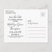 1 Photo Afstuderen Modern Script De datum opslaan Aankondigingskaart (Achterkant)