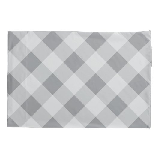 1 Photo Collage Familienaam - Buffalo Check Grijs Kussensloop (Achterkant)