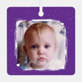 1 photo custom text keepsake purple metalen ornament (Voorkant)