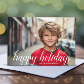 1 Photo-kerstscript White Damask Happy Feestdagenkaart