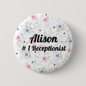 # 1 Receptionist - grappig, romantisch, bewerkbaar Ronde Button 5,7 Cm (Voorkant)