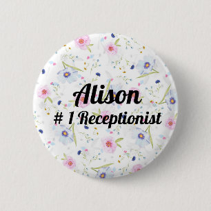 # 1 Receptionist - grappig, romantisch, bewerkbaar Ronde Button 5,7 Cm