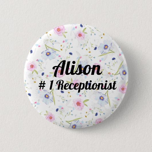 # 1 Receptionist - grappig, romantisch, bewerkbaar Ronde Button 5,7 Cm (Voorkant)