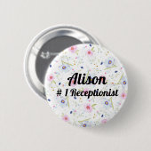 # 1 Receptionist - grappig, romantisch, bewerkbaar Ronde Button 5,7 Cm (Voorkant /achterkant)