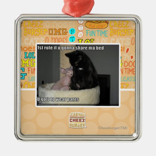 1 regel als je een bed wilt delen metalen ornament (Voorkant)