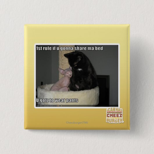 1 regel als je een bed wilt delen vierkante button 5,1 cm (Voorkant)