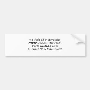 1 regel motorrijwielen nooit bespreken hoeveel ond bumpersticker