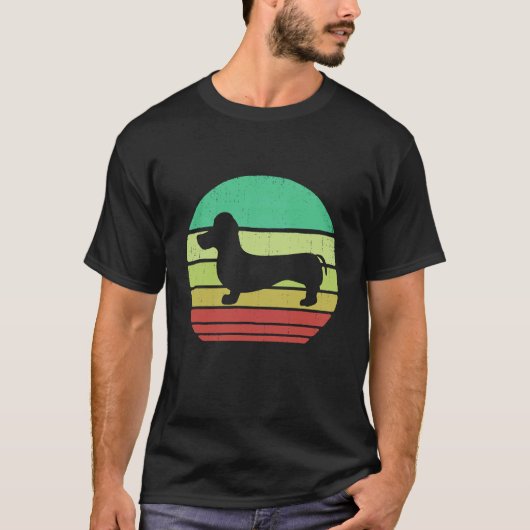 1 Retro  Sunset Doxie Dachshund Hondenras S T-shirt (Voorkant)