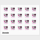 1 Rocks met roze gitaar Ronde Sticker (Vel)