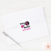1 Rocks met roze gitaar Ronde Sticker (Envelop)