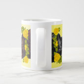 1 rood, 1 zwarte Australische Kelaart op gele roze Grote Koffiekop (Achterkant)