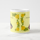 1 rood, 1 zwarte Australische Kelaart op gele roze Grote Koffiekop (Voorkant)