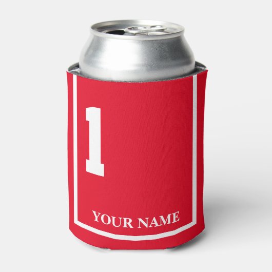 1 Rood met Witte Paard Zadeldeken Custom Blikjeskoeler (Blikje Voorkant)