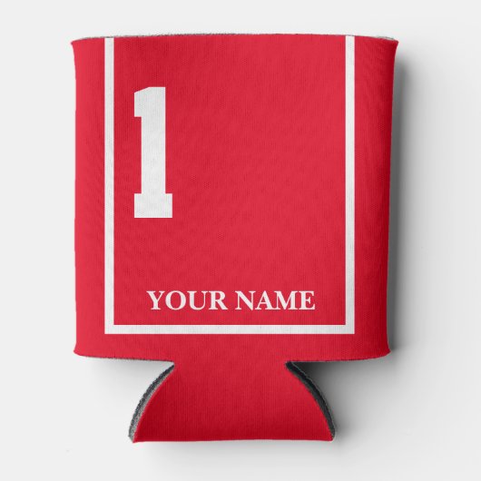 1 Rood met Witte Paard Zadeldeken Custom Blikjeskoeler (Voorkant)