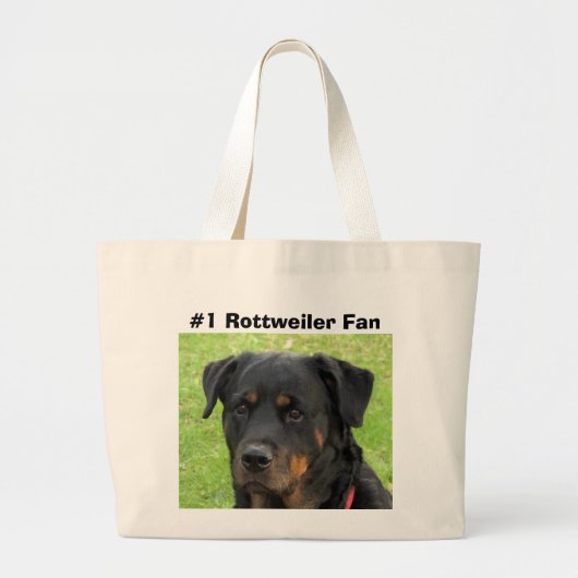 #1 Rottweiler Fan Jumbo Canvas tas (Voorkant)