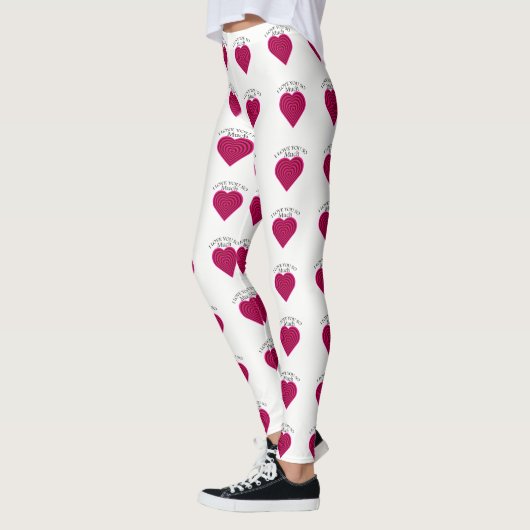 1 roze zwart hartMeerroze kleur Ik hou van je stri Leggings (Links)