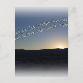 1 Samuël 15:22 Witte grens bij zonsondergang Briefkaart