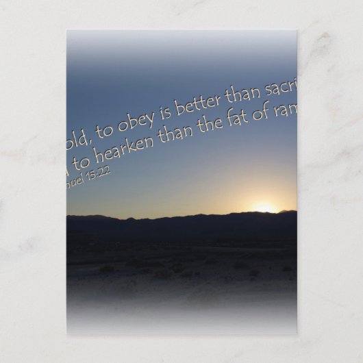 1 Samuël 15:22 Witte grens bij zonsondergang Briefkaart (Voorkant)