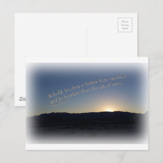 1 Samuël 15:22 Witte grens bij zonsondergang Briefkaart (Voorkant / Achterkant)