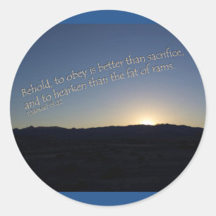 1 Samuël 15:22 Zonsondergang Ronde Sticker