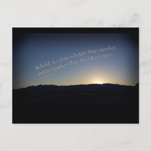 1 Samuel 15:22 Zonsondergang Zwarte Grens Briefkaart (Voorkant)