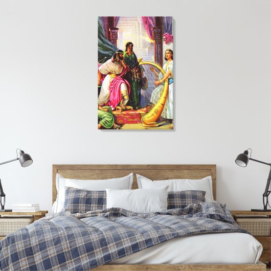 1 Samuel 16:14-23 David Speelt op Zijn Harp voor S Canvas Afdruk (Insitu (Slaapkamer))