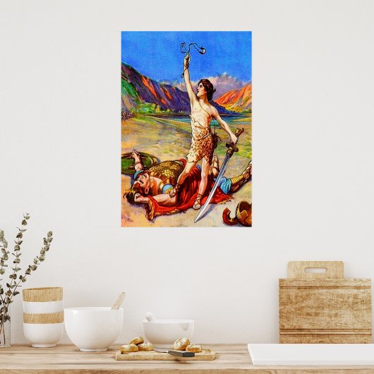 1 Samuel 17 David Defeats a Giant poster (Keuken)
