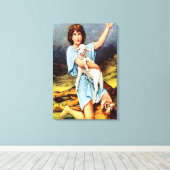 1 Samuel 17 David doodt een leeuwendoek Canvas Afdruk (Insitu (Houten vloer))