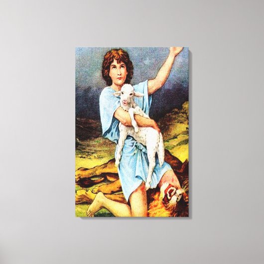 1 Samuel 17 David doodt een leeuwendoek Canvas Afdruk (Voorkant)