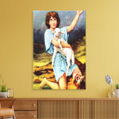 1 Samuel 17 David doodt een leeuwendoek Canvas Afdruk (Insitu (Woonkamer))