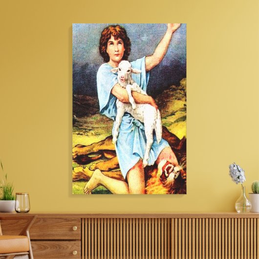 1 Samuel 17 David doodt een leeuwendoek Canvas Afdruk (Insitu (Woonkamer))