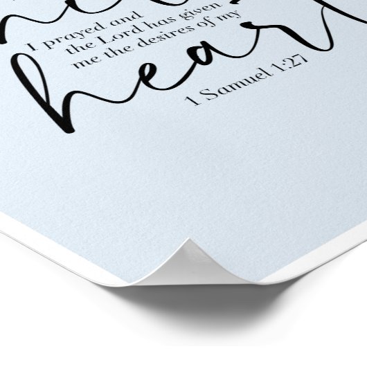 1 Samuel 1:27 Dual Fonts Blue Background Poster (Hoek)