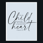 1 Samuel 1:27 Dual Fonts Blue Background Poster<br><div class="desc">Voor dit kind heb ik gebeden en de Heer heeft mij de wensen van mijn hart gegeven. -1 Samuel 1:27 Dual Fonts Blue Background</div>