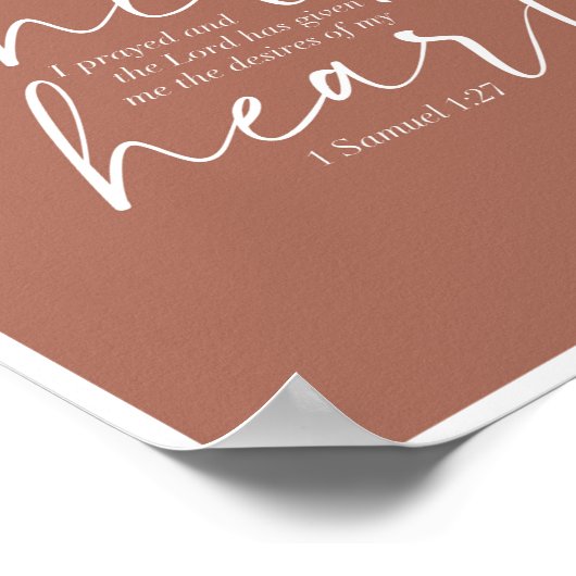 1 Samuel 1:27 Dual Fonts Clay Rust Background Poster (Hoek)