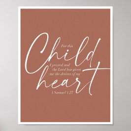 1 Samuel 1:27 Dual Fonts Clay Rust Background Poster