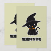 1. Schattige mooie zwarte kat miauw van liefde Feestdagenkaart (Voorkant / Achterkant)