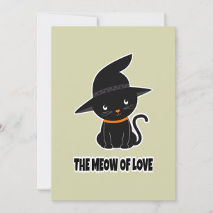 1. schattige mooie zwarte kat miauw van liefde feestdagenkaart