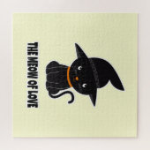 1.schattige, mooie zwarte kattenmaag van liefde legpuzzel (Horizontaal)