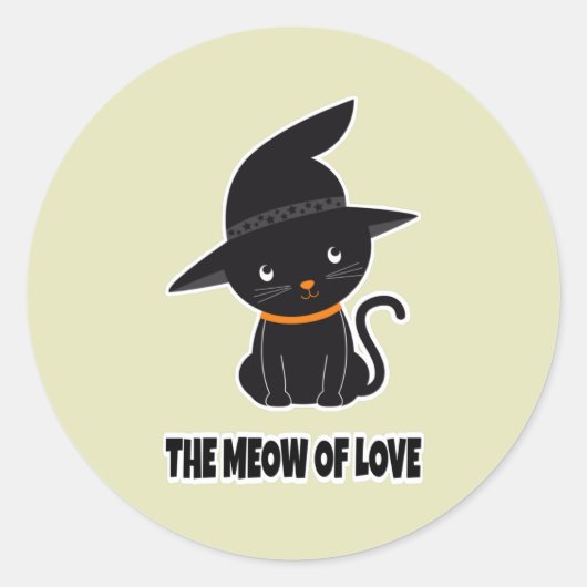 1.schattige, mooie zwarte kattenmaag van liefde ronde sticker (Voorkant)