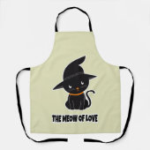 1.schattige, mooie zwarte kattenmaag van liefde schort (Voorkant)