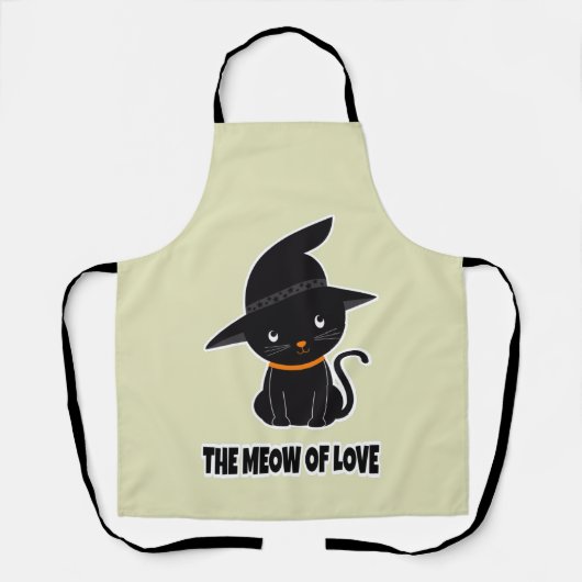 1.schattige, mooie zwarte kattenmaag van liefde schort (Voorkant)