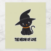 1.schattige, mooie zwarte kattenmaag van liefde wijn etiket (Enkel label)