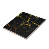 1 set van 4 Gold Veined Black Faux Marble Repro Tegeltje (Zijkant)