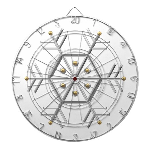 1-Silver en Gold Snowflake 3-D-look Dartbord (Voorkant)