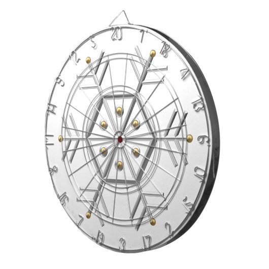 1-Silver en Gold Snowflake 3-D-look Dartbord (Voorkant Rechts)